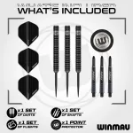 Set sageti darts steel Winmau BLACK OUT 90% wolfram, 21g