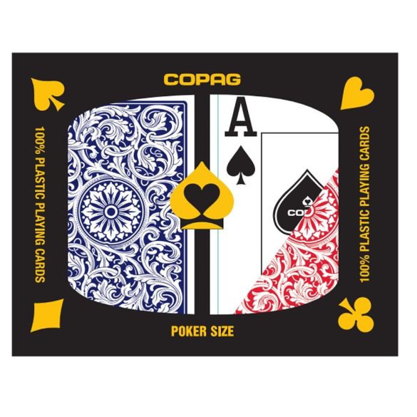 Carti poker plastic 100%, COPAG 1546, standard index, albastru rosu, pachet dublu