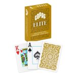 Carti de poker 100% plastic, Copag Elite Poker Jumbo, cu numere mari si spate auriu