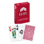Carti de poker 100% plastic, Copag Elite Poker Jumbo, cu numere mari si spate rosu