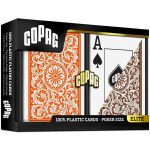 Carti poker 100% plastic, COPAG 1546 Elite, index jumbo, portocaliu-maro, pachet dublu