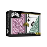 Carti de poker 100% plastic, COPAG 1546 Elite, index jumbo, set dublu verde-burgundy