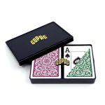 Carti de poker 100% plastic, COPAG 1546 Elite, index jumbo, set dublu verde-burgundy