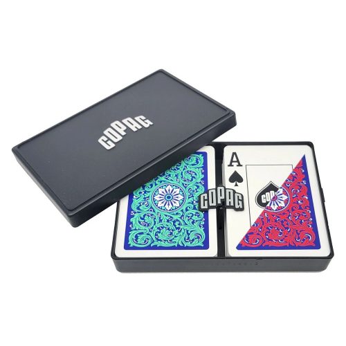 Carti de poker 100% plastic, COPAG 1546 Neoteric, Jumbo index, pachet dublu verde-rosu