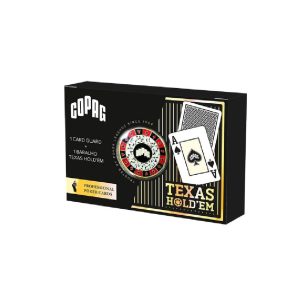 Carti de poker Copag Texas Hold'em Black GOLD Range, 100% plastic, cu dealer
