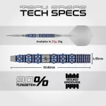 Set sageti darts seel Winmau Lunaris Tapered 22g, 90% wolfram