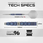 Set sageti darts steel Winmau Lunaris Tapered 24g, 90% wolfram