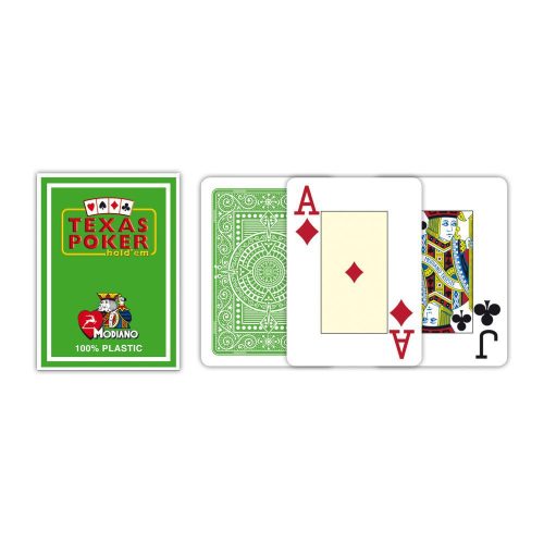 Carti poker Modiano Texas PK 2 Jumbo Index, verde deschis, 100% plastic