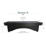 Masa biliard, pool de competitie Dynamic III, marimea 9', negru mat