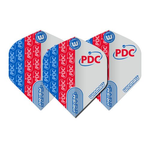 Fluturasi darts Winmau Prism Zeta PDC logo, rosu-albastru-alb
