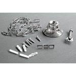 Lampa de biliard Dynamic cu 4 abajururi negre, cu un suport cromat de 180 cm