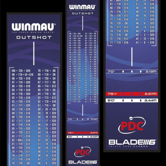 Covor darts Winmau Outshot, cu tabela check-out cauciuc