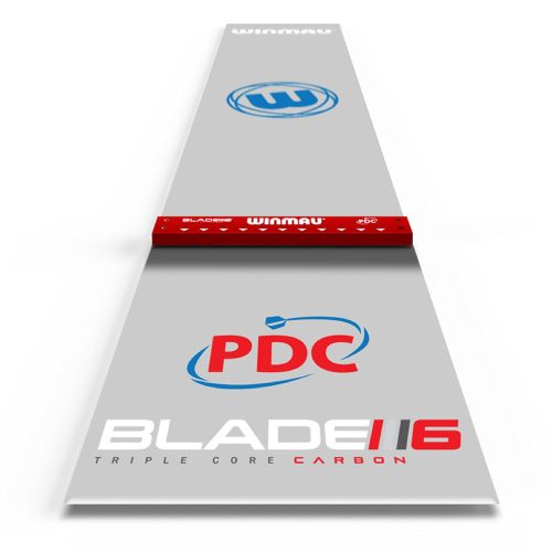Covor Darts Winmau Clearzone PVC cu linie de aruncare integrata, inscriptie PDC si Blade 6
