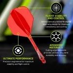 Fluturas si tija darts Winmau Fusion rosu, Nr.2 fluturas si tija lunga