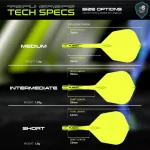 Fluturas si tija darts Winmau Fusion galben neon, No6 si tija medie