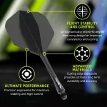 Fluturas si tija darts Winmau Fusion negru, No6 si tija lunga