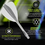 Fluturas si tija darts Winmau Fusion Arrow, tija lunga, transparent