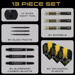 Set sageti darts steel harrows QP Chizzy, 22g 90% wolfram
