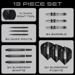 Set sageti darts steel Harrows QP Supergrip Bomb 23g, 90% wolfram