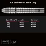 Set sageti darts steel Bull's CP Prime Bolt, 22g 90% wolfram
