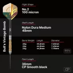 Set sageti darts steel Bull's CP Vintago Bomb, 22g 90% wolfram
