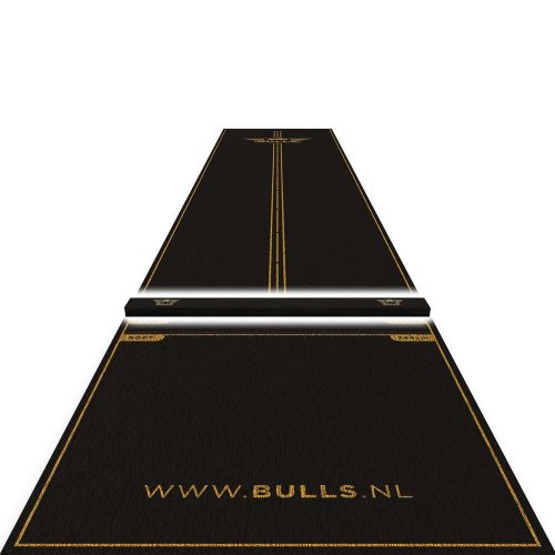 Covor darts moale cu linie de aruncare Bull's Advantage 300×85 cm, negru-auriu