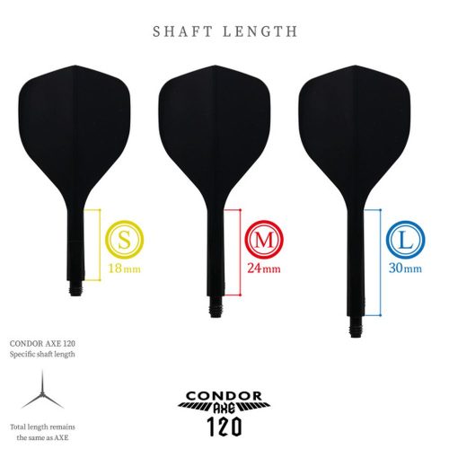 Fluturas si tija intr-o bucata Condor Axe 120 negru, fluturas small si tija lunga 30 mm