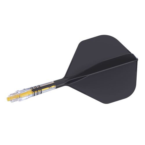 Fluturas si tija darts Cuesoul ROST T19, negru-galben, fluturas tip Big Standard Wing, tija din carb