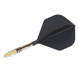 Fluturas si tija darts Cuesoul ROST T19, negru-galben, fluturas tip Big Standard Wing, tija din carb