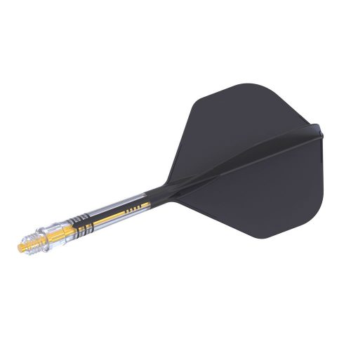 Fluturas si tija darts Cuesoul ROST T19, negru-galben, fluturas tip Big Standard Wing, tija din carb