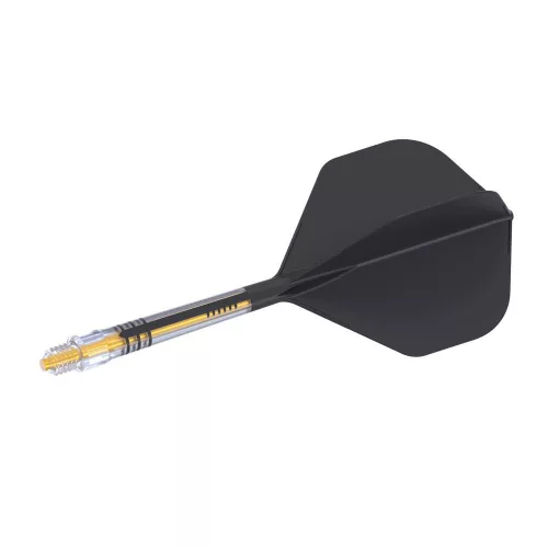 Fluturas si tija darts Cuesoul ROST T19, negru-galben, fluturas tip Big Standard Wing, tija din carb