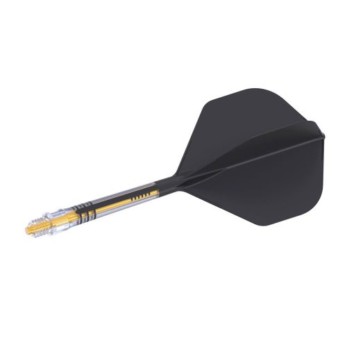 Fluturas si tija darts Cuesoul ROST T19, negru-galben, fluturas tip Big Standard Wing, tija din carb