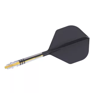 Fluturas si tija darts Cuesoul ROST T19, negru-galben, fluturas tip Small Standard Wing, tija din ca