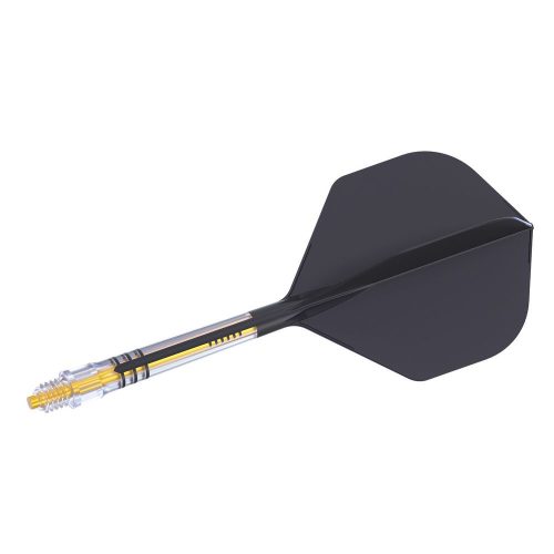 Fluturas si tija darts Cuesoul ROST T19, negru-galben, fluturas tip Small Standard Wing, tija din ca