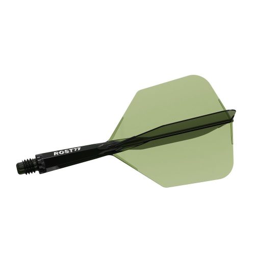 Fluturas si tija darts Cuesoul ROST 77, transparent verde, fluturas tip Big Wing, tija scurta