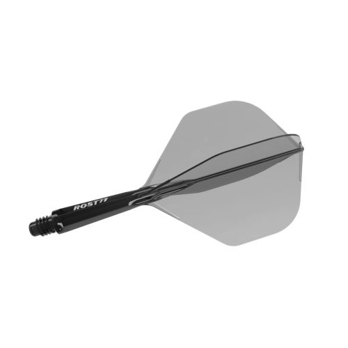 Fluturas si tija darts Cuesoul ROST 77 transparent negru, fluturas Big Standard Wing si tija scurta