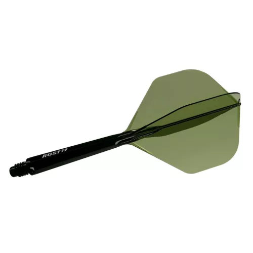 Fluturas si tija darts Cuesoul ROST 77 transparent verde, fluturas Big Standard Wing si tija lunga