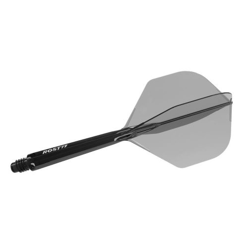 Fluturas si tija darts Cuesoul ROST 77, negru transparent, fluturas Small Standard Wing, tija medie