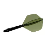 Fluturas si tija darts Cuesoul ROST 77 verde transparent, fluturas Small Standard Wing si tija medie