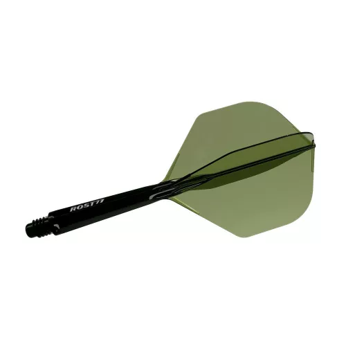 Fluturas si tija darts Cuesoul ROST 77 verde transparent, fluturas Small Standard Wing si tija medie