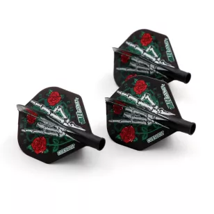 Fluturas darts Cuesoul TERO AK4, negru, model cu trandafir, forma standard