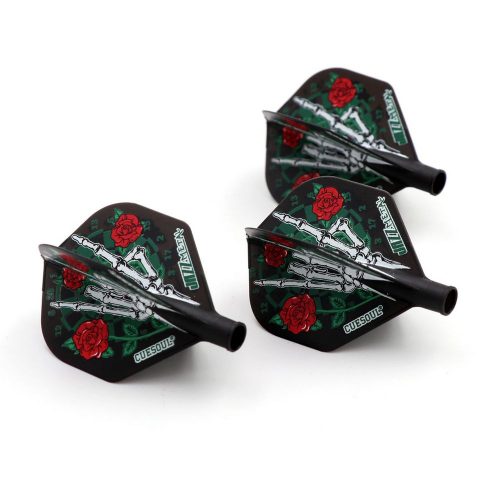 Fluturas darts Cuesoul TERO AK4, negru, model cu trandafir, forma standard
