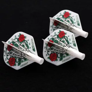 Fluturas darts Cuesoul TERO AK4, alb, model cu trandafir, forma standard