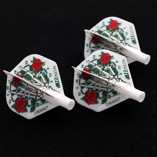 Fluturas darts Cuesoul TERO AK4, alb, model cu trandafir, forma standard
