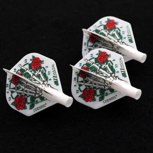 Fluturas darts Cuesoul TERO AK4, alb, model cu trandafir, forma standard