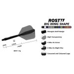 Fluturas si tija darts Cuesoul Rost 77 Small Wing si tija lunga, set 12 buc