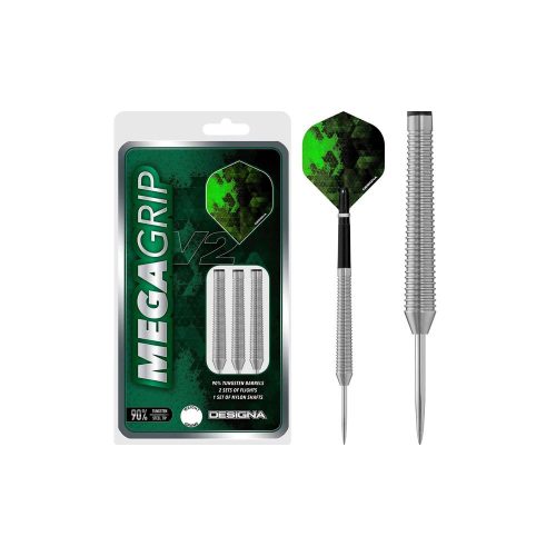 Set darts steel Designa Mega Grip V2, M4, 21g, 90% wolfram