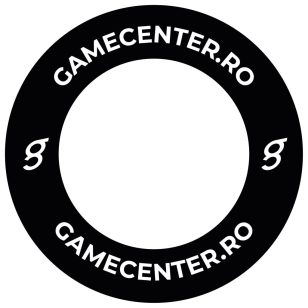Protectie perete darts, negru mat, cu inscriptia Gamecenter.ro