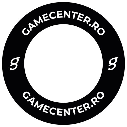Protectie perete darts, negru mat, cu inscriptia Gamecenter.ro