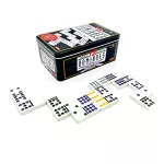 Set de domino in cutie metalica, 12 puncte, 91 piese